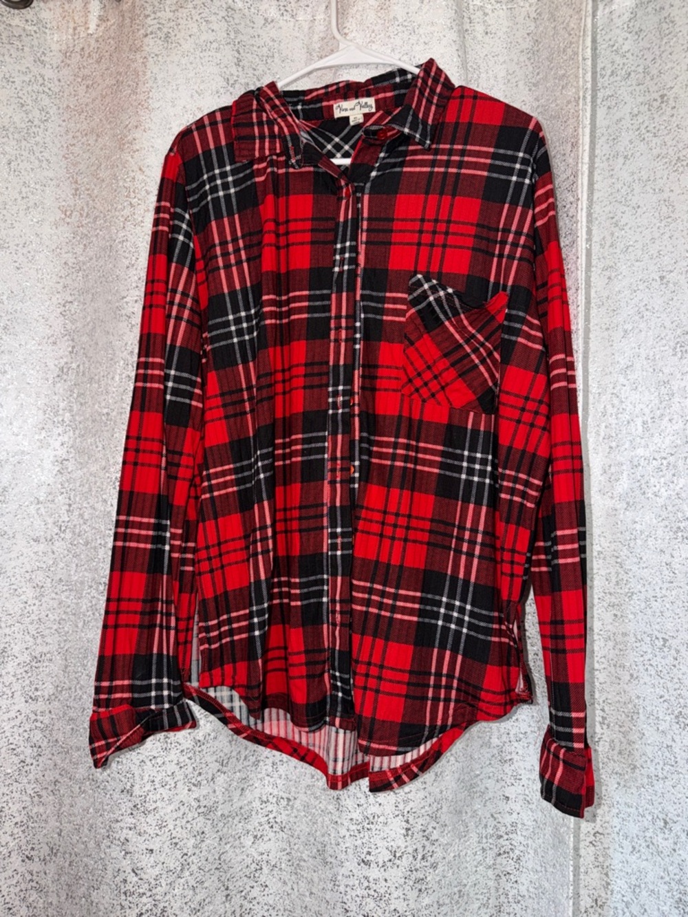 Plaid Button-Down Shirt in Red & Black - Women’s Relaxed Fit